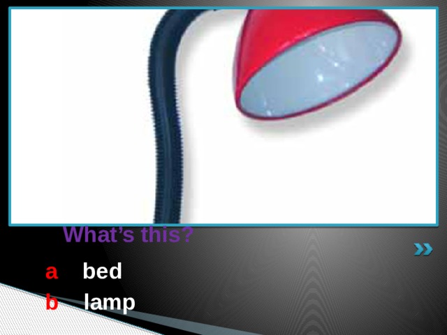  What’s this? a  bed b  lamp 