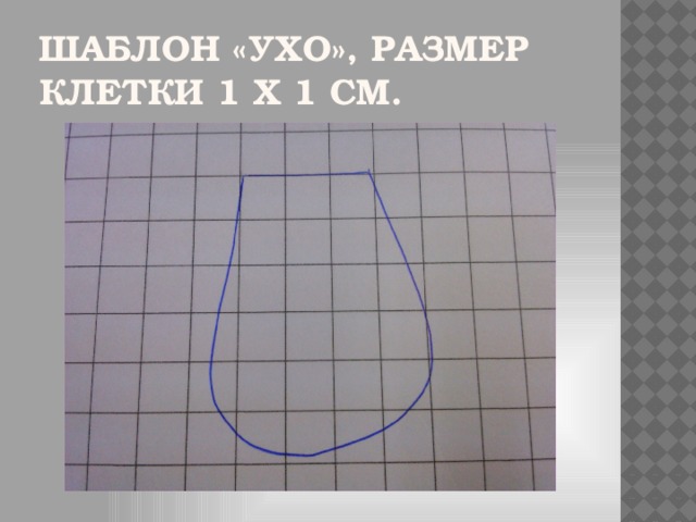 Шаблон «Ухо», размер клетки 1 х 1 см.