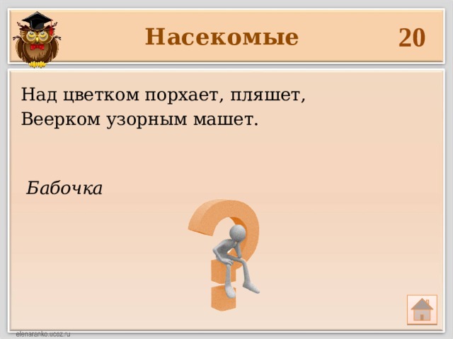 Бабочка 20 Насекомые Над цветком порхает, пляшет, Веерком узорным машет. 