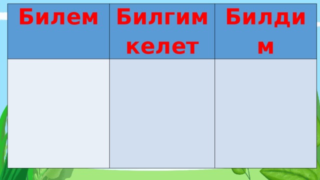 Билем Билгим келет Билдим     