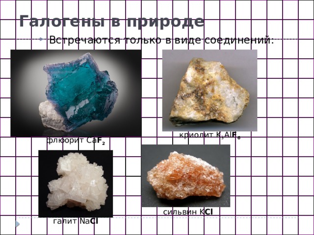 Галогены в природе. Галит Сильвин флюорит. В природе галогены встречаются в виде. Природные соединения галогенов галит Сильвин.