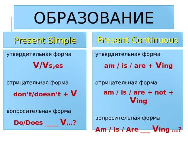 Презент континиус 6 класс