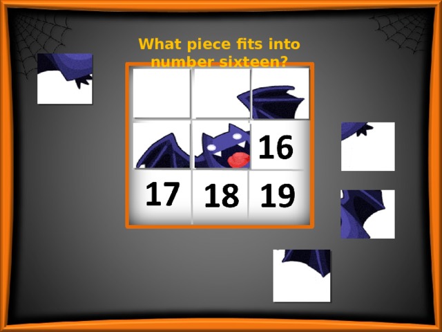 What piece fits into number sixteen? 