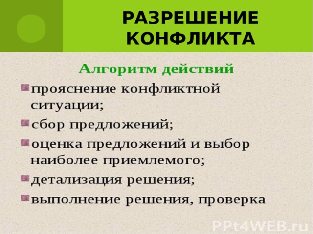 РАЗРЕШЕНИЕ КОНФЛИКТА 