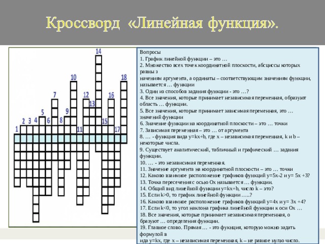 Линейный сканворд. Линейный кроссворд. Кроссворд функция. Как решать линейные кроссворды. Кроссворд линейная функция.