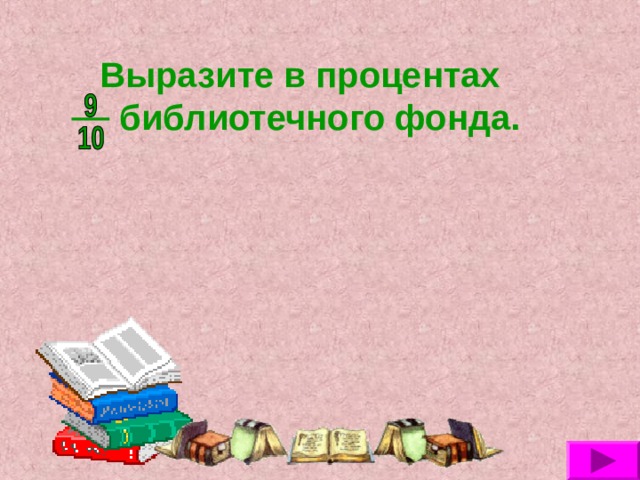 Выразите в процентах библиотечного фонда. 