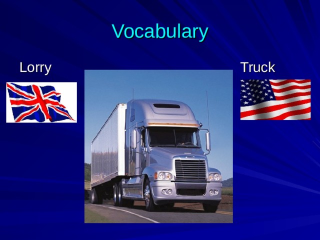 Vocabulary Lorry Truck 