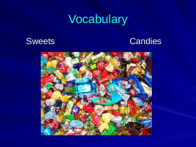 Vocabulary  Sweets Candies 