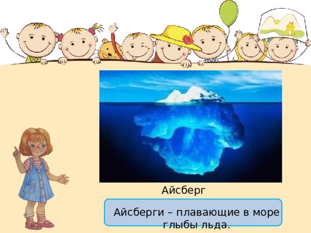 Айсберг Айсберги – плавающие в море глыбы льда. 