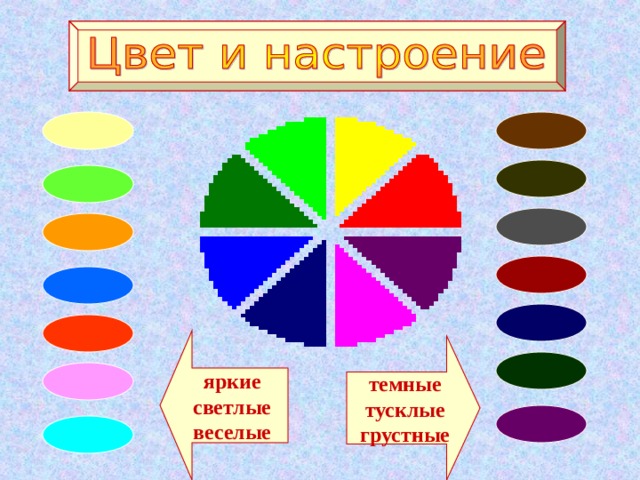 яркие светлые веселые темные тусклые грустные 