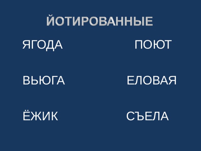  ЯГОДА ПОЮТ  ВЬЮГА ЕЛОВАЯ  ЁЖИК СЪЕЛА 