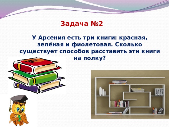 Сколько способов расставить книги на полки