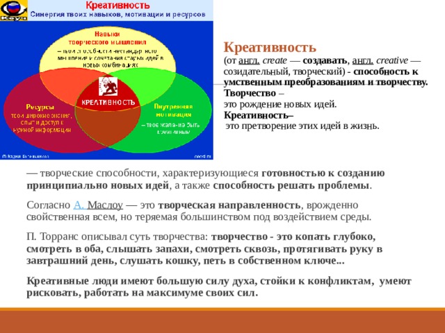 Формирование креативных компетенций. Компетенция креативность.