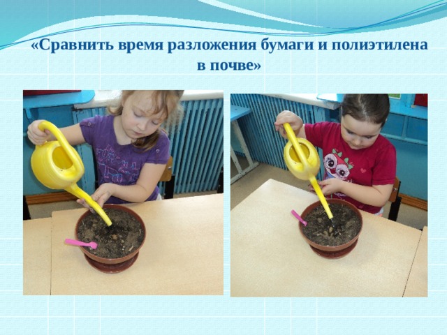 «Сравнить время разложения бумаги и полиэтилена в почве»   