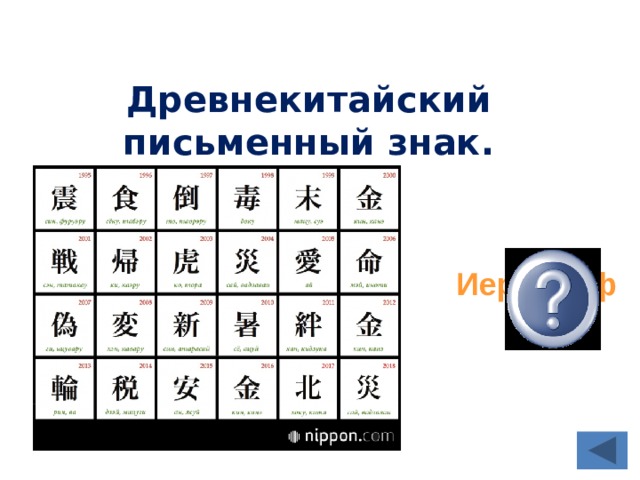 Древнекитайский письменный знак. Иероглиф  