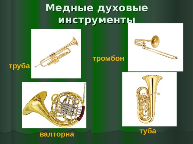 Медные духовые инструменты тромбон труба туба валторна 