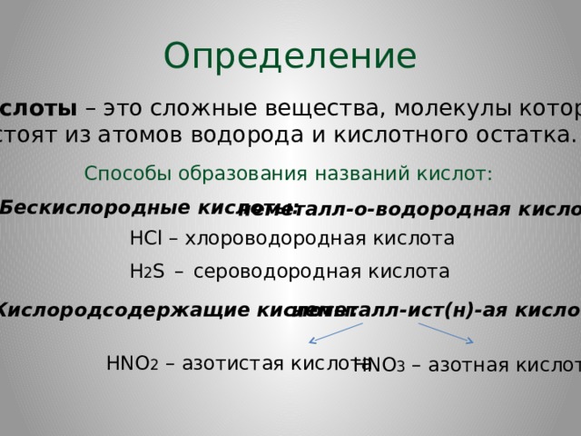 Кислотные водородные соединения