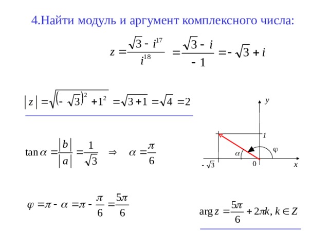 Алгебраическая форма комплексного числа изображенного на рисунке