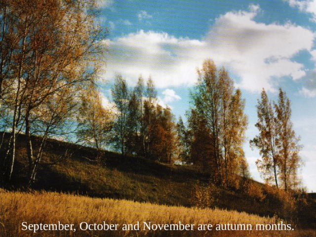 September, October and November are autumn months. 
