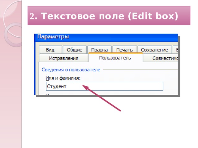 2 . Текстовое поле (Edit box)    