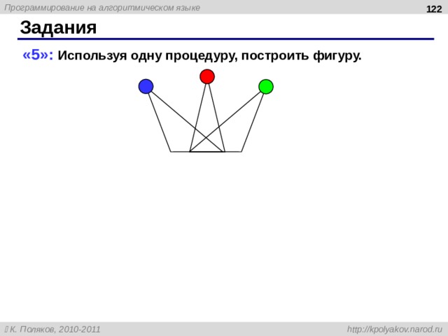  Задания «5»: Используя одну процедуру, построить фигуру. 122 