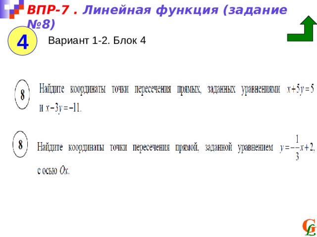 ВПР-7 . Линейная функция (задание №8) 4 Вариант 1-2. Блок 4 