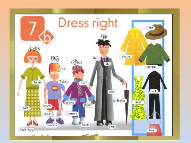 7b dress right 5. Dress right 5 класс Spotlight. 7 Dress right. Dress right картинка из учебника. Dress right слова.