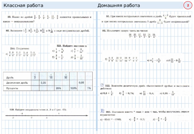 Классная работа    Домашняя работа  