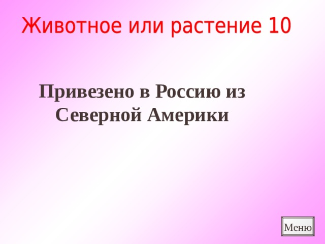 Привезено в Россию из Северной Америки Меню