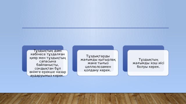 Тұздықтың дәмі көбінесе тұздалған қияр мен тұздықтың сапасына байланысты, сондықтан бұл өнімге ерекше назар аударуымыз керек. Тұздықтарды жағымды қытырлақ және тығыз целлюлозамен қолдану керек. Тұздықтың жағымды хош иісі болуы керек. 