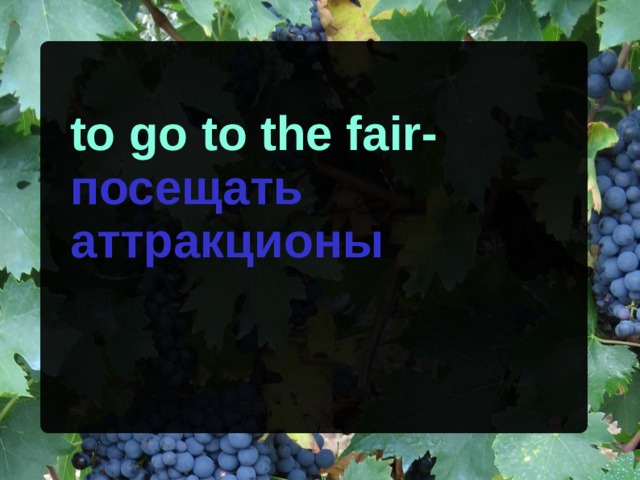to go to the fair- посещать аттракционы 