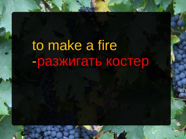 to make a fire - разжигать костер 