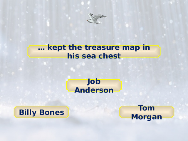 … kept the treasure map in his sea chest Job Anderson Tom Morgan Billy Bones
