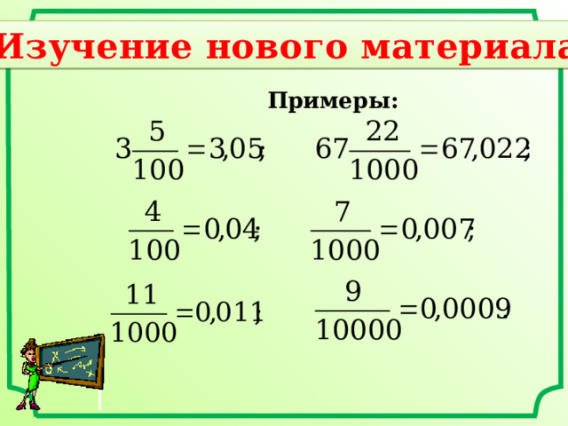 Изучение нового материала Примеры: 