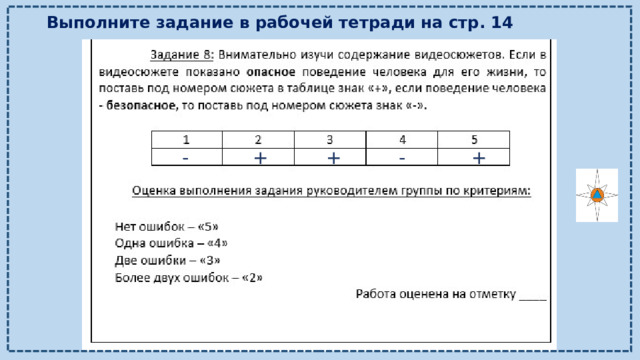 Выполните задание в рабочей тетради на стр. 14 - - + + + 