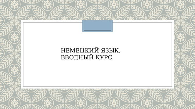 НЕМЕЦКИЙ ЯЗЫК. ВВОДНЫЙ КУРС. 