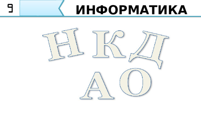 ИНФОРМАТИКА А теперь давайте составим из представленных букв слово, связанное с нашей темой 4 