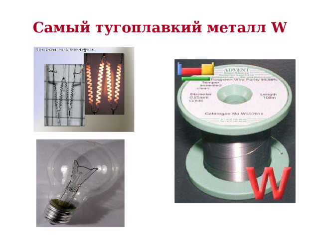 Самый тугоплавкий металл W 