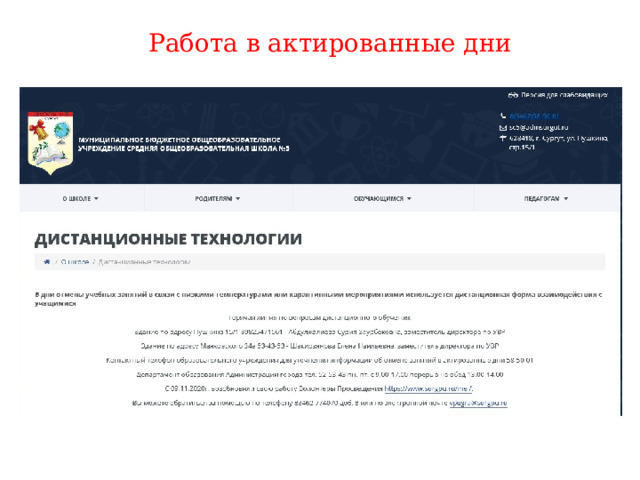 Работа в актированные дни 