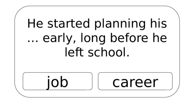 He started planning his … early, long before he left school. job career 