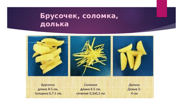 Брусочек, соломка, долька 