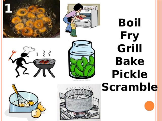 2 1 Boil Fry Grill Bake Pickle Scramble 4 3 5 6 