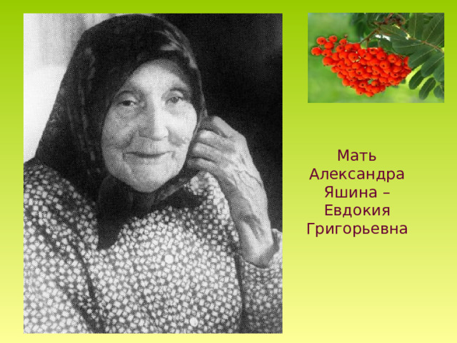 Мать Александра Яшина – Евдокия Григорьевна 