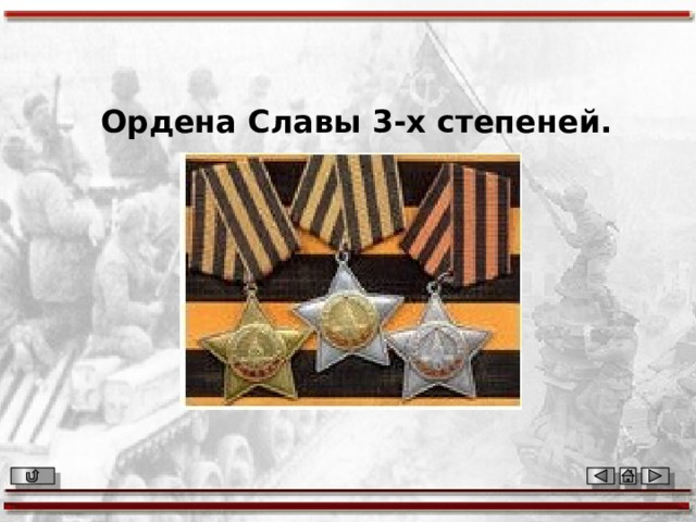 Ордена Славы 3-х степеней. 