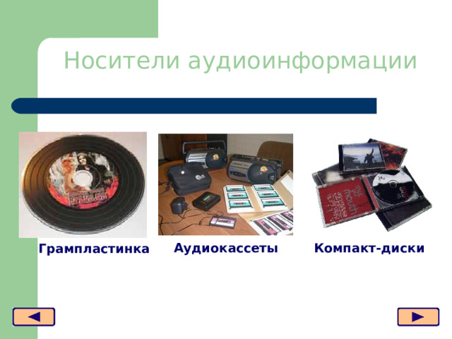 Носители аудиоинформации Аудиокассеты Компакт-диски Грампластинка 