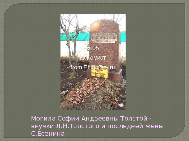 Могила Софии Андреевны Толстой - внучки Л.Н.Толстого и последней жены С.Есенина 