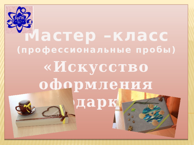  Мастер –класс (профессиональные пробы) «Искусство оформления подарка» 