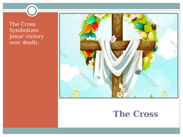 The Cross Symbolizes Jesus' victory over death.   The Cross   