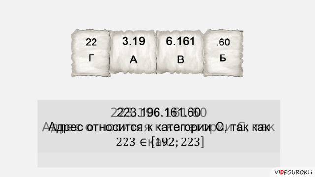 223.196.161.60   Адрес относится к категории С, так как 