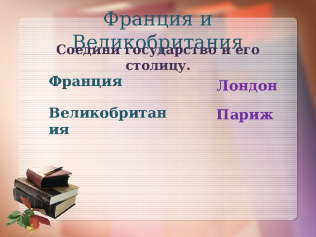 Франция и Великобритания Соедини государство и его столицу. Франция Лондон Великобритания Париж 